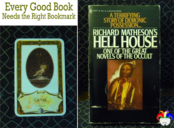 Hell House by Richard Matheson marked with Cursed, Once Upon A Time card