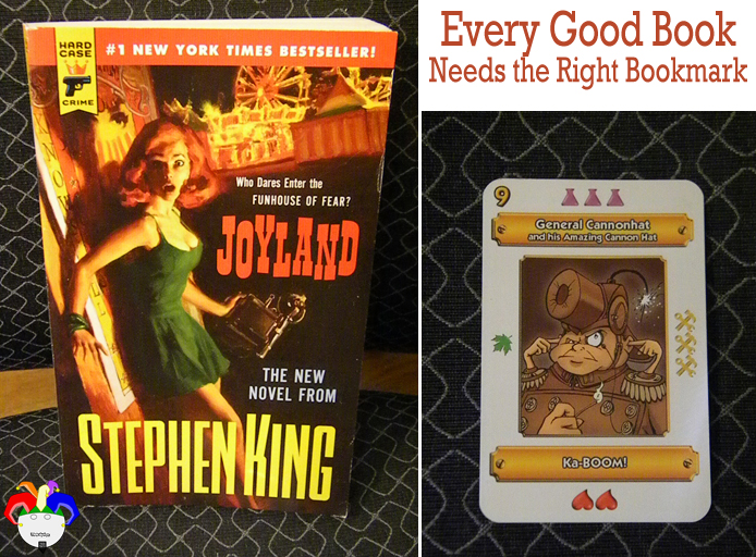 Joyland by Stephen King marked with General Cannonhat, Girl Genius card