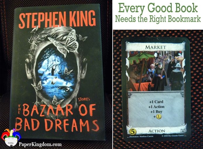 The Bazaar of Bad Dreams by Stephen King marked with Market, Dominion card